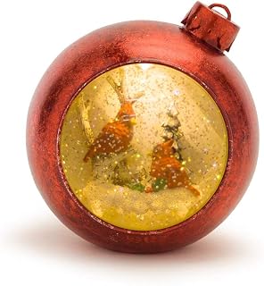 Melrose 68565 Plastic and Glass Led Lighted Musical Snow Globe Cardinals Ornament, 6-inch Height