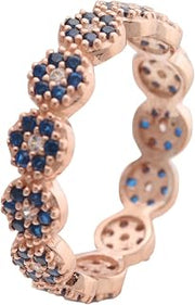 Turkish Handmade Jewelry Sapphire Topaz Rose Gold 925 Sterling Silver Band Ring Size Options