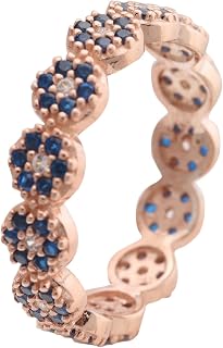 Turkish Handmade Jewelry Sapphire Topaz Rose Gold 925 Sterling Silver Band Ring Size Options
