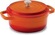 Hercules by Mundial, Cast-Aluminum Dutch Oven Pot with Lid & Handles, All Stove types, Oven-Safe Casserole Cookware with Nonstick Enamel, Orange 31L