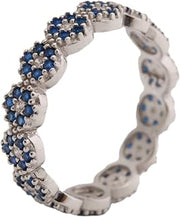 Turkish Handmade Jewelry Sapphire Topaz Silver Color 925 Sterling Silver Rhodium Band Ring US All Size