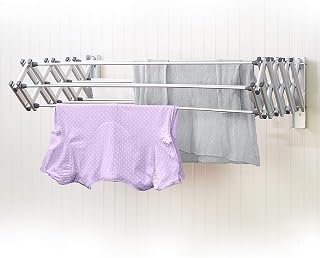 Woolite Aluminum 27" Collapsible Wall Mounted Clothes Drying Rack, Space Saver, Easy Storage, Retractable