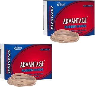 (2-Pack) Alliance Rubber 26649 Advantage Rubber Bands, Size #64, 1/4 lb Box Contains Approx. 80 Bands (3 1/2" x 1/4", Natural Crepe)