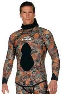 Mundial 7 mm Camoflauge Brown Titanium Wetsuits Jacket with Hood for Spearfishing, Size Small