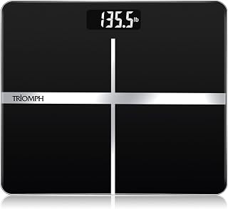 Triomph Precision Digital Body Weight Bathroom Scale with Backlit Display, Step-On Technology, 400 lbs Capacity and Accurate Weight Measurements, Black