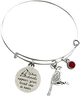 When Cardinals appear your loved one is near bracelet - Sympathy Gift Memorial Jewelry Family Loss Remembrance Adjustable Bangle Charm