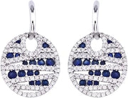 14k White Gold Sapphire and Diamond Disc Earrings