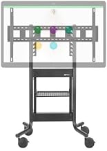 RPS-500-CSB55 Mobile Cart for Cisco Webex Boards, One Adjustable Height Rack Shelf, 5” Casters, Two Locking, 6-Port Surge Protector