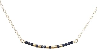 Custom Morse Code Necklace – Blue SAPPHIRE Stone Beads with 14k Gold Fill, Rose Gold, or Sterling Silver – Personalized Hidden Message Gift for Her