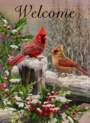 Selmad Home Decorative Merry Christmas Cardinal Garden Flag Welcome Winter