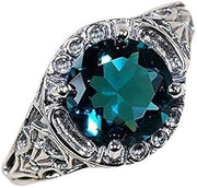 Noble Women 925 Silver Sapphire Gemstone Ring Wedding Bridal Jewelry Green Topaz Gemstone Ring Size 6-10 (US Code 9)