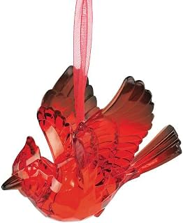 Department 56 Acrylic Christmas Basics Cardinal Bird Hanging Ornament, 3.125 Inch, Red