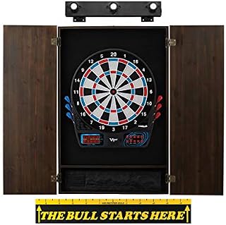 Viper 777 Electronic Dartboard, Metropolitan Espresso Cabinet, Throw Line Marker & Shadow Buster Dartboard Light Bundle