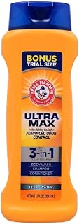 Arm & Hammer Ultra Max 3-in-1 Shampoo Conditioner Body Wash,Cool Water 12 oz.