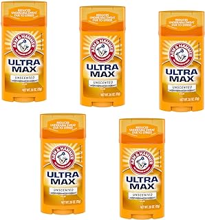 Arm & Hammer ULTRA MAX Solid Antiperspirant Deodorant, Wide Stick, Unscented, 2.6 oz. (Pack of 5)