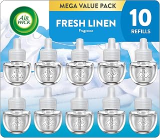 Air Wick Plug In Refills with Essential Oils, Fresh Linen, 10 count
