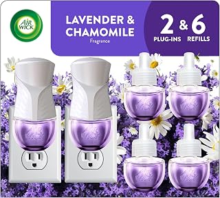 Air Wick Plug in Starter Kit, Lavender & Chamomile, 2 Warmers & 6 refills
