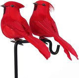 LWINGFLYER 2pcs Christmas Birds Red Cardinals 13cm/5inch Realistic Artificial Birds Clip on Ornaments for Christmas Tree Decoration Wreath Crafts