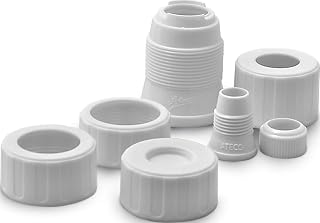 Universal Pastry Coupler and Cap Set | 7 Piece Set | Works with 250 Ateco decorating Tubes plus tips from other brands