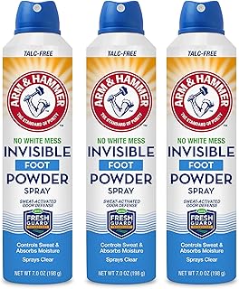 Arm & Hammer Invisible Foot Powder Spray, Odor & Sweat Control, 7oz, 3 Pack