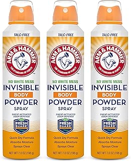 Arm & Hammer Invisible Body Powder Spray, Odor, Sweat Control, 7 oz, 3 Pack