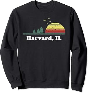 Vintage Harvard, Illinois Home Souvenir Print Sweatshirt