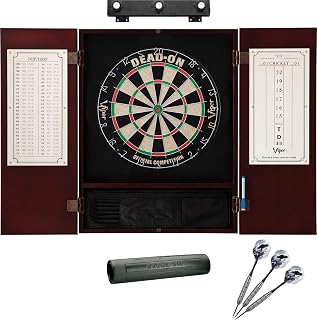Viper Dead On Sisal Dartboard, Metropolitan Mahogany Cabinet, Shadow Buster Dartboard Lights & Laser Throw Line Marker