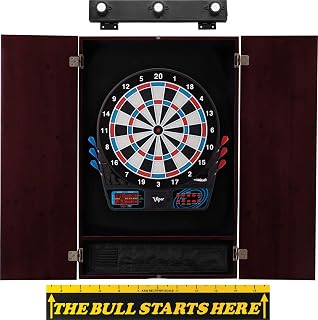 Viper 777 Electronic Dartboard, Metropolitan Mahogany Cabinet, The Bull Starts Here Throw Line Marker & Shadow Buster Dartboard Lights