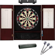 Viper League Sisal Dartboard, Metropolitan Mahogany Cabinet, Shadow Buster Dartboard Lights & Padded Dart Mat