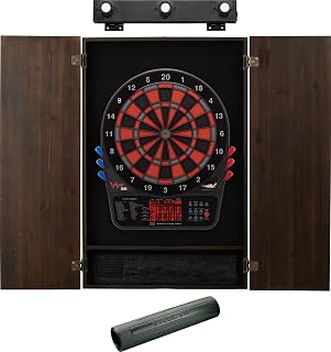 Viper 800 Electronic Dartboard, Metropolitan Espresso Cabinet, Laser Throw Line & Shadow Buster Dartboard Light Bundle