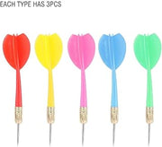 Tbest Needle, 15PCS/Set Iron Copper Plating+PVC Colourful Needle Tips Darts with Flights Slim Needle Shafts and Barrels Flight Darts for Beginner Bar Indoor Outdoor
