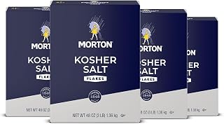 Morton Kosher Salt Flakes Cooking Salt (48 oz / 3 lb), 4-Pack