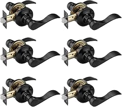 NCL 6 Pack Black Door Handle Interior, Wave Door Lever Door Knob for Hall