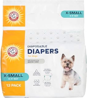 Arm & Hammer Disposable Female Dog Diapers, X-Small, 12 Count