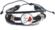 Cardinal Bangle - Red Modern Bangle with Beaded Chain - Sympathy Gift - I Am Always with You - Grief Jewelry - 7 inches