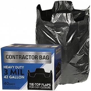 Inteplast 42 Gallon Contractor Garbage Bag, 32 x 45 Inches, 3 Mil Thickness, Black, 40 Count
