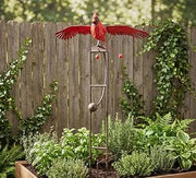 Rustic Flying Cardinal Kinetic Balancer Rocker Garden Stake Outdoor Yard Art Wind Sculpture Patio Decoration -Red