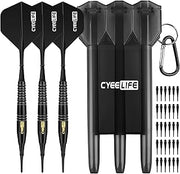 CyeeLife 18g Soft Tip Brass Darts with Carry case and 30 Extra Points,Professional Plastic Darts Set