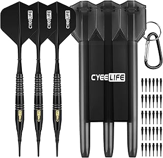 CyeeLife 18g Soft Tip Brass Darts with Carry case and 30 Extra Points,Professional Plastic Darts Set