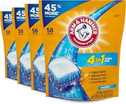 Arm & Hammer 4-in-1 Laundry Detergent Power Paks, Fresh, 58 Count (Pack of 4)