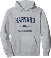 Harvard Massachusetts MA Vintage Sports Design Navy Print Pullover Hoodie