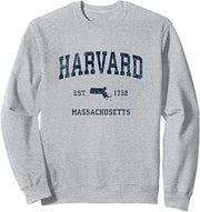 Harvard Massachusetts MA Vintage Sports Design Navy Print Sweatshirt