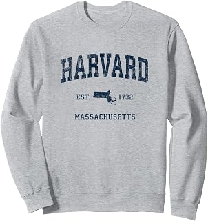 Harvard Massachusetts MA Vintage Sports Design Navy Print Sweatshirt