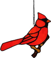 Cardinal Gifts Stained Glass Window Hangings,Red Bird Suncatcher
