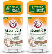 Arm & Hammer Essentials Deodorant - Made with Natural Deodorizers - Coconut Geranium - Free From Aluminum, Parabens & Phthalates, 2.5 oz (Pack of 2)