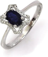 0.8 ct tw Natural Blue Sapphire & Diamond Solid 14k White Gold Halo Engagement Ring for Women 9 mm - September Birthstone (18k Yellow Gold, 5.5)