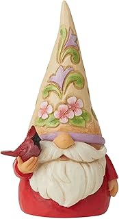 Enesco Jim Shore Heartwood Creek Gnome Holding a Cardinal Figurine, 4.72 Inch, Multicolor