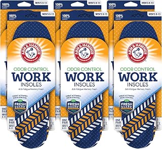 Arm & Hammer Work Boot Insoles, Memory Foam Arch Support, 6 Pack