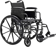 Dynarex DynaRide Series 4 X-Lite Wheelchair with Foot Rest, Black Nylon Upholstery, and Weight Capacity of 300 Pounds, Silver Frame, 1 DynaRide Series 4 X-Lite Wheelchair with Foot Rest