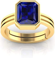 Ratna Blue Neelam Sapphire Blue Gemstone Gold Plated Ring for Men and Women (12.25 Ratti to 11 Carats) by A Laboratory, Natural Blue Neelam Gemstone Ring, Sapphire